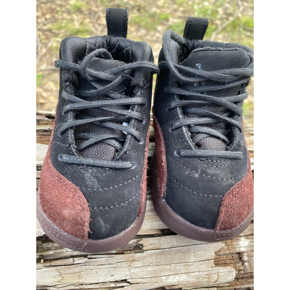 Baby Niki Air Jorden Retro 12 A Ma Maniere Size 5c Black Burgundy